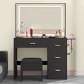 Charcoal Black Makeup Vanity Table with Mirror and LED Lights X591