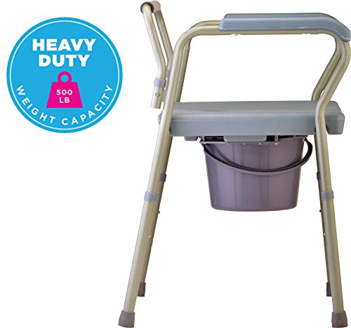 Grey Heavy Duty Bariatric Commode Chair with Drop-Arm S15496