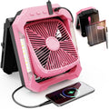 26800mAh Rechargeable Portable Fan with Detachable Solar Panel, LED Lantern, 3 Speed, Timer, USB-C, Green N70326