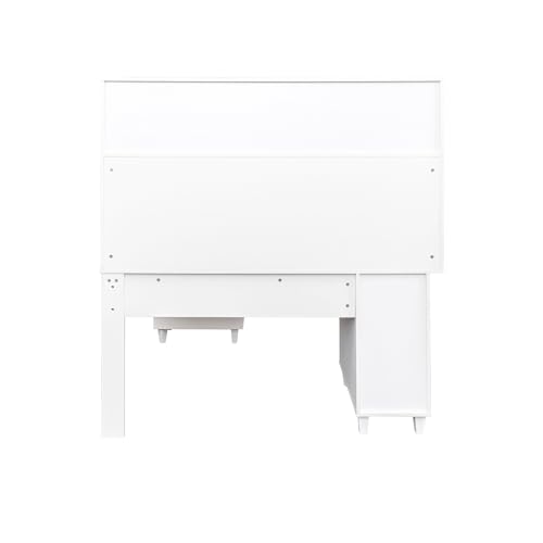 White Corner Desk with Drawers and Shelves L8599