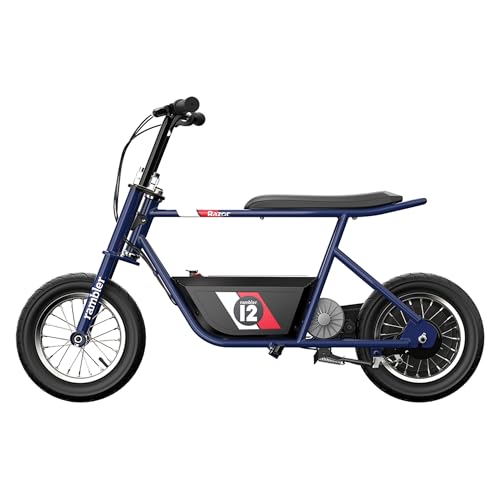 Dark Blue Electric Retro Minibike with 250W Motor, 12 Inch Tires, 24V Battery F213233