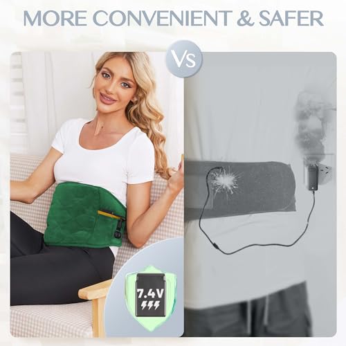 Cordless Heating Pad with Massager, 3 Vibration Modes and 3 Heating Settings, Portable Heating Pad with Battery S65041
