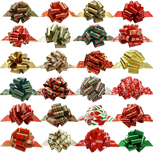24 Pcs Foil Bows Assorted Patterns J79751