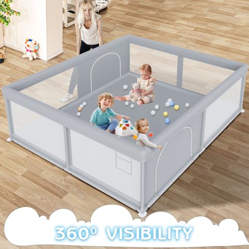 Large Baby Playpen 79x79 Inch Extra Large Kids Activity Center with Zipper Gates Q220
