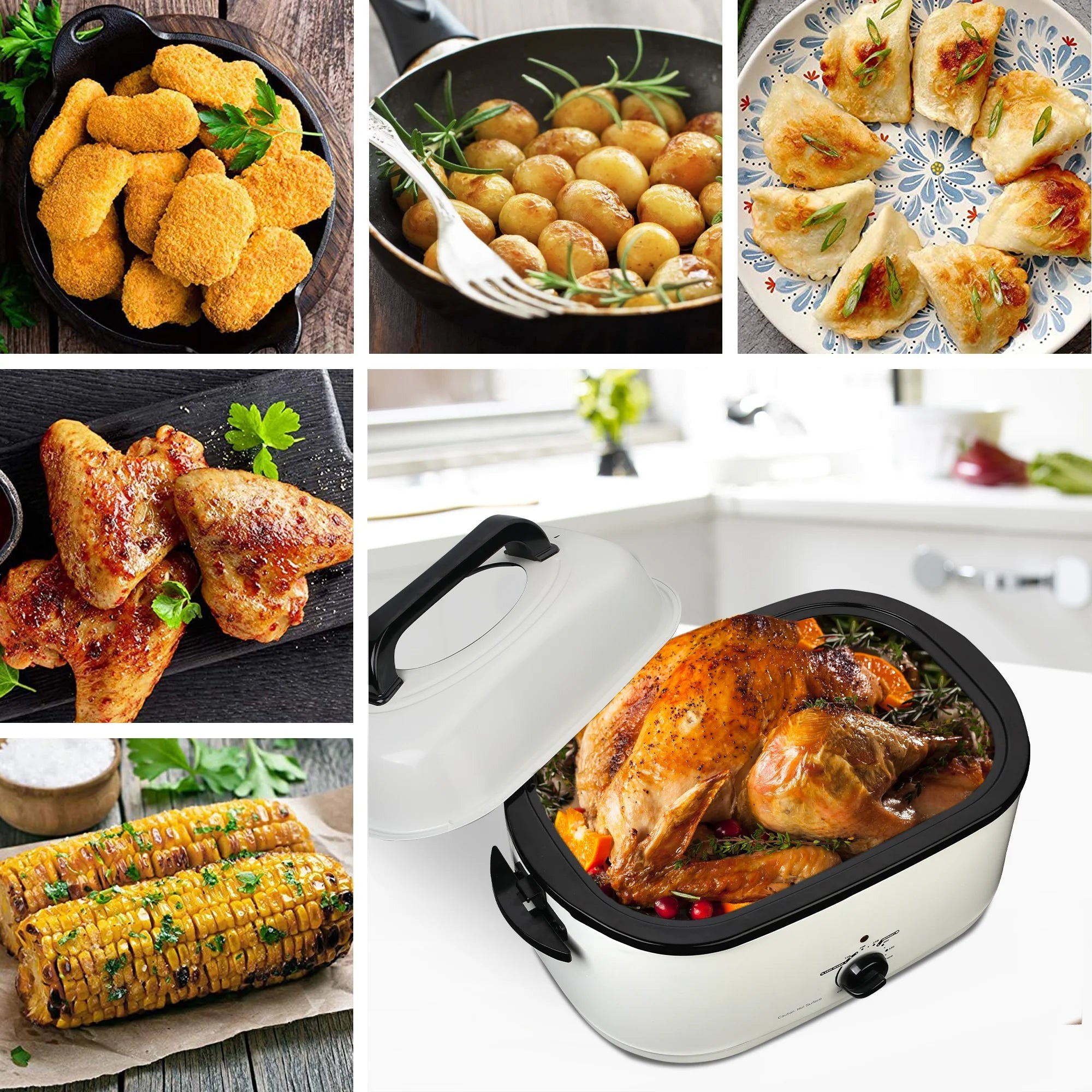 White 26 Quart Stainless Steel Electric Roaster Oven U627667