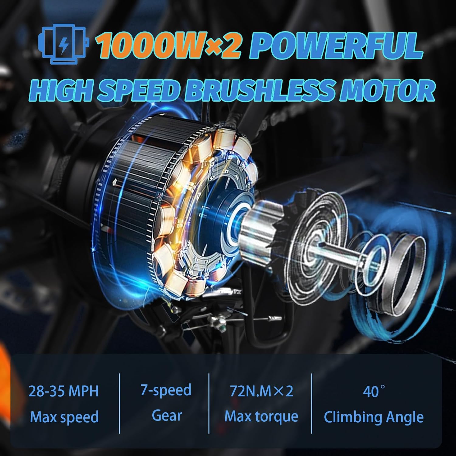 2000W Folding Electric Bike with 48V 23AH Removable Battery 20''x 4.0 Fat Tire A298