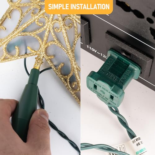 Gold Glitter Star Tree Topper with 10 Lights E237274