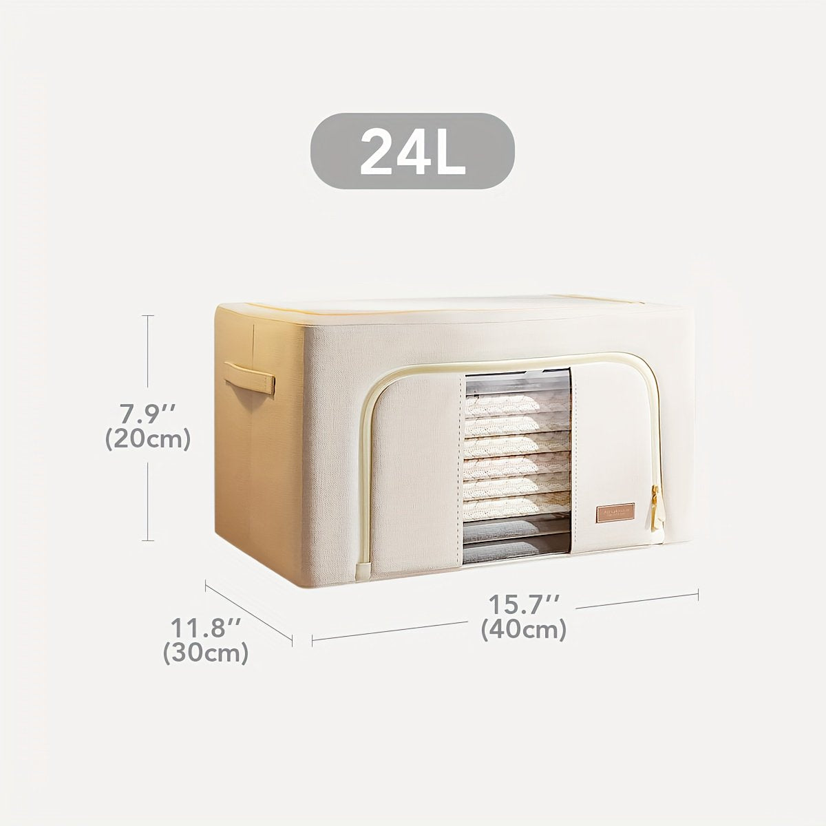 2-Pack Steel Frame Storage Bins with Clear Window, Foldable Fabric Organizers with Handles C610