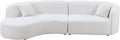 White Boucle Curved Sofa with Chaise 2 Set V253