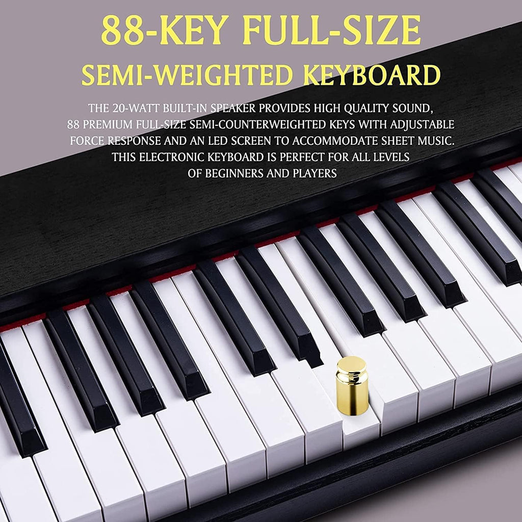 88 Key Full-Size Weighted Keys Digital Piano Keyboard with Sustain Pedal V9132