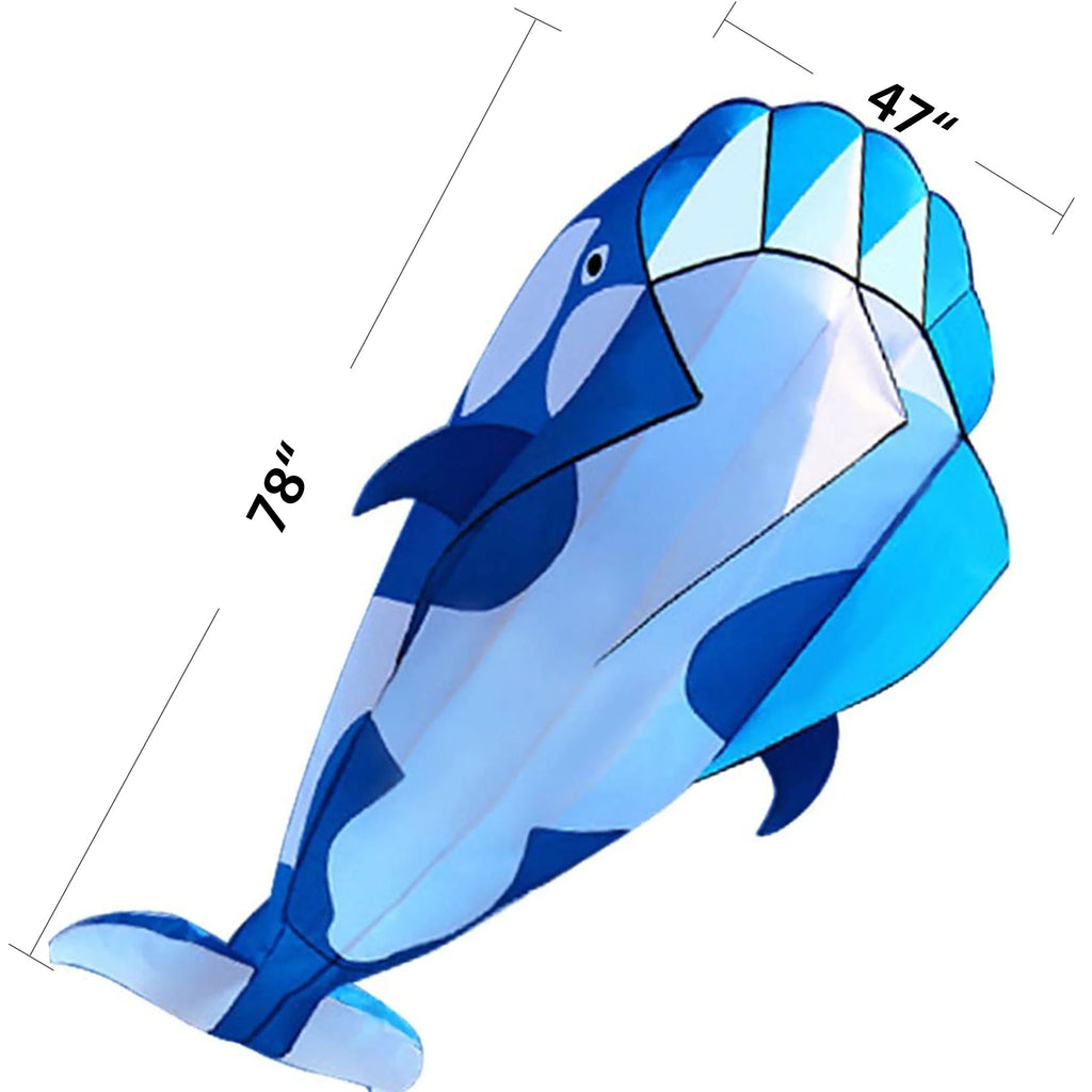 Blue Polyester 78inch Whale Dolphin Kite F146