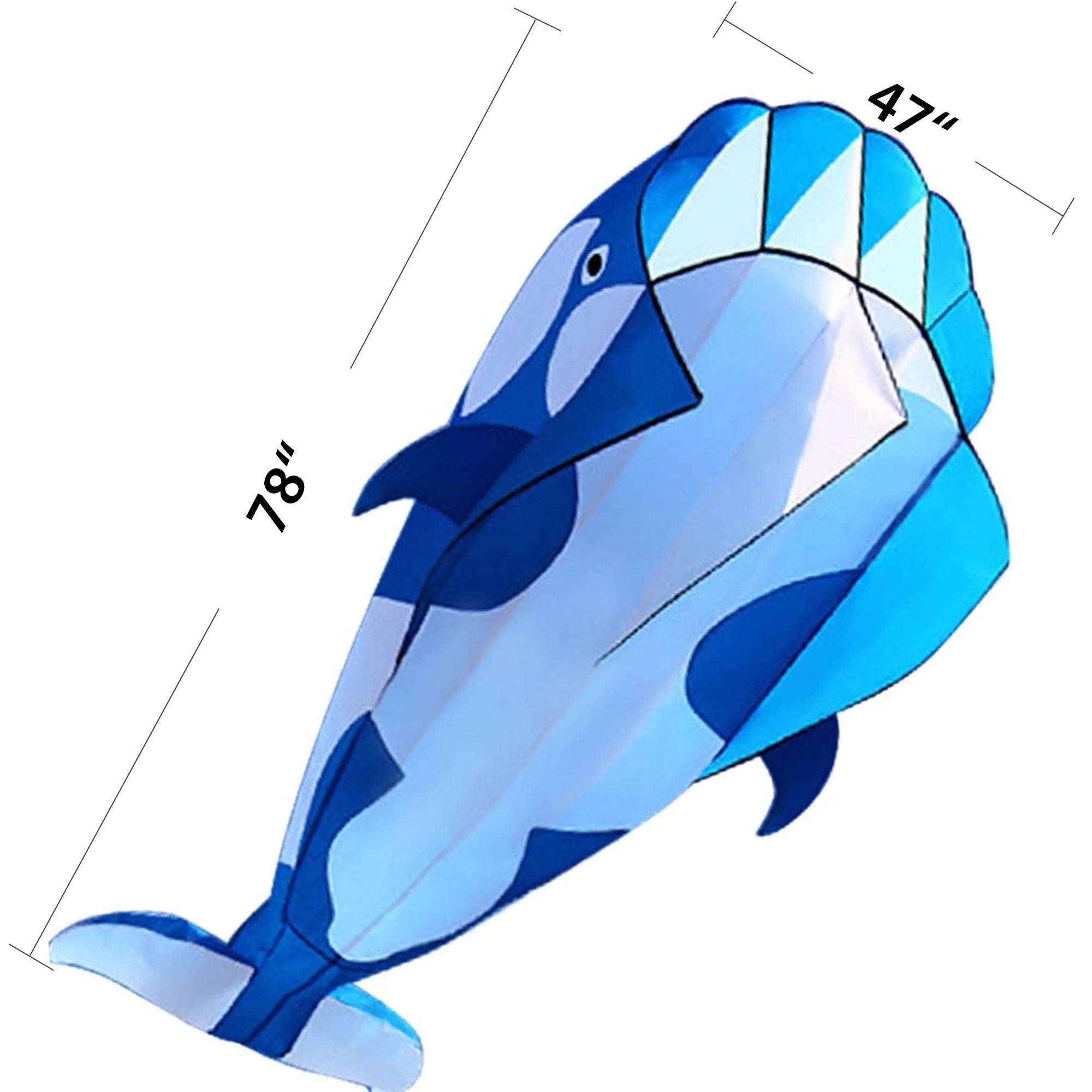 Blue Polyester 78inch Whale Dolphin Kite F146