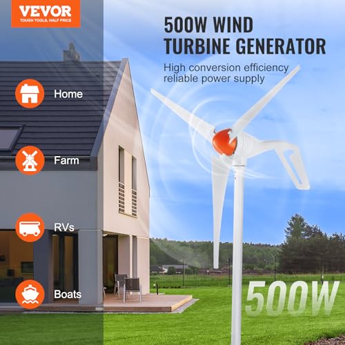 500W 12V 3-Blade Wind Turbine Generator with MPPT Controller R838
