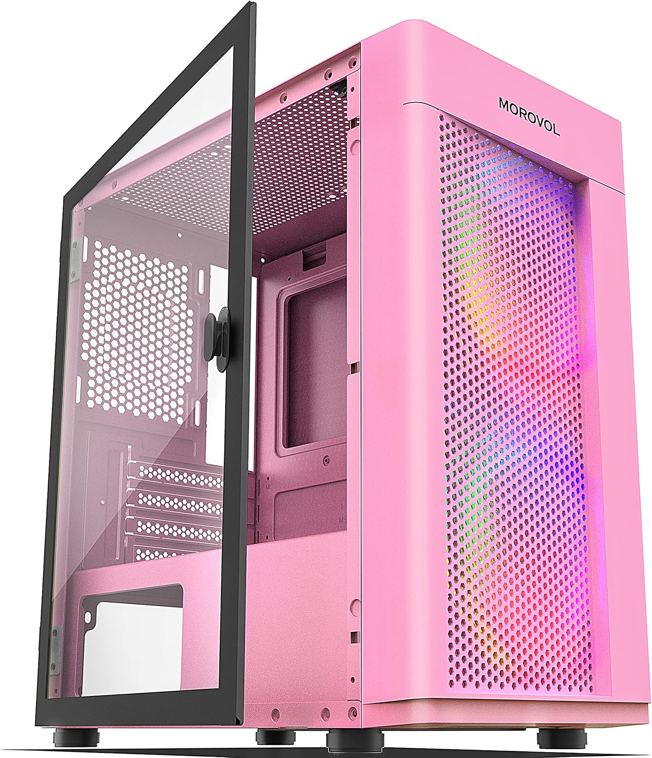 White Mesh Micro-ATX Computer Case with Tempered Glass Panel M1309