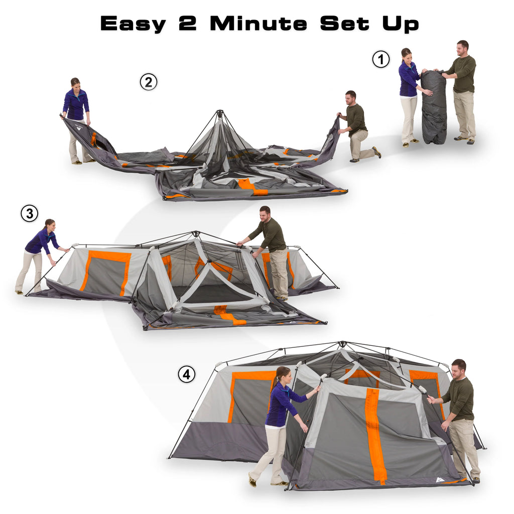 12-Person 3-Room Instant Cabin Tent with Screen Room F388