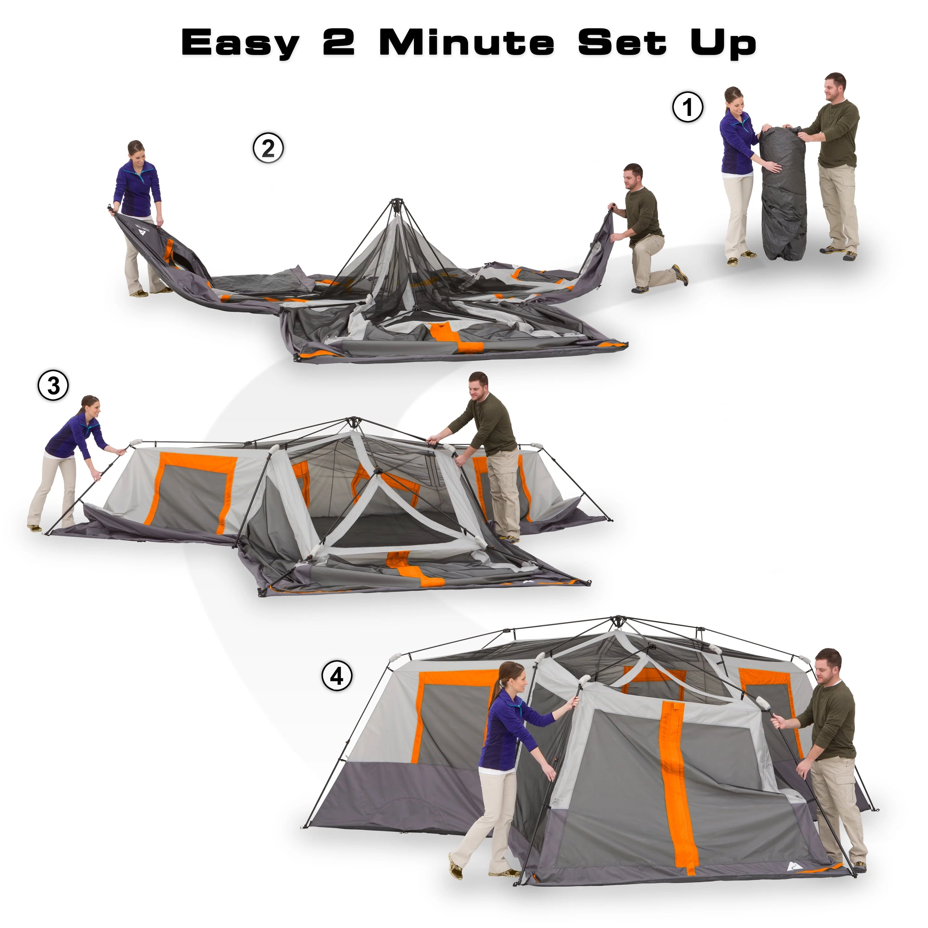 12-Person 3-Room Instant Cabin Tent with Screen Room F388