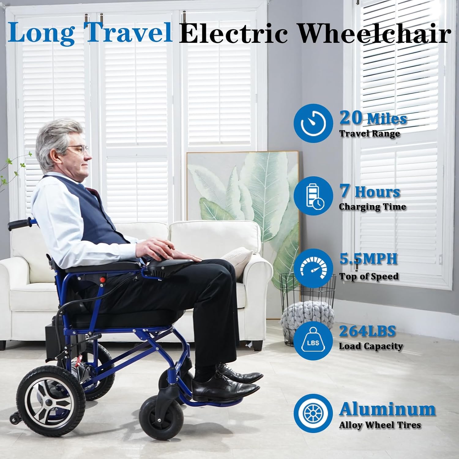 Foldable Electric Wheelchair with LED Light J454