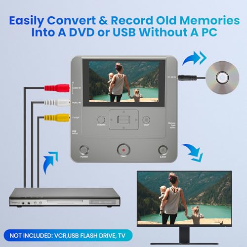 VHS to DVD Recorder, USB, SD Card, HDD Recorder, WiFi Media Recorder with 10 DVD-R V810112