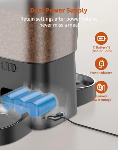 Automatic Cat Feeder 3.5L with Stainless Steel Bowl Black X80635