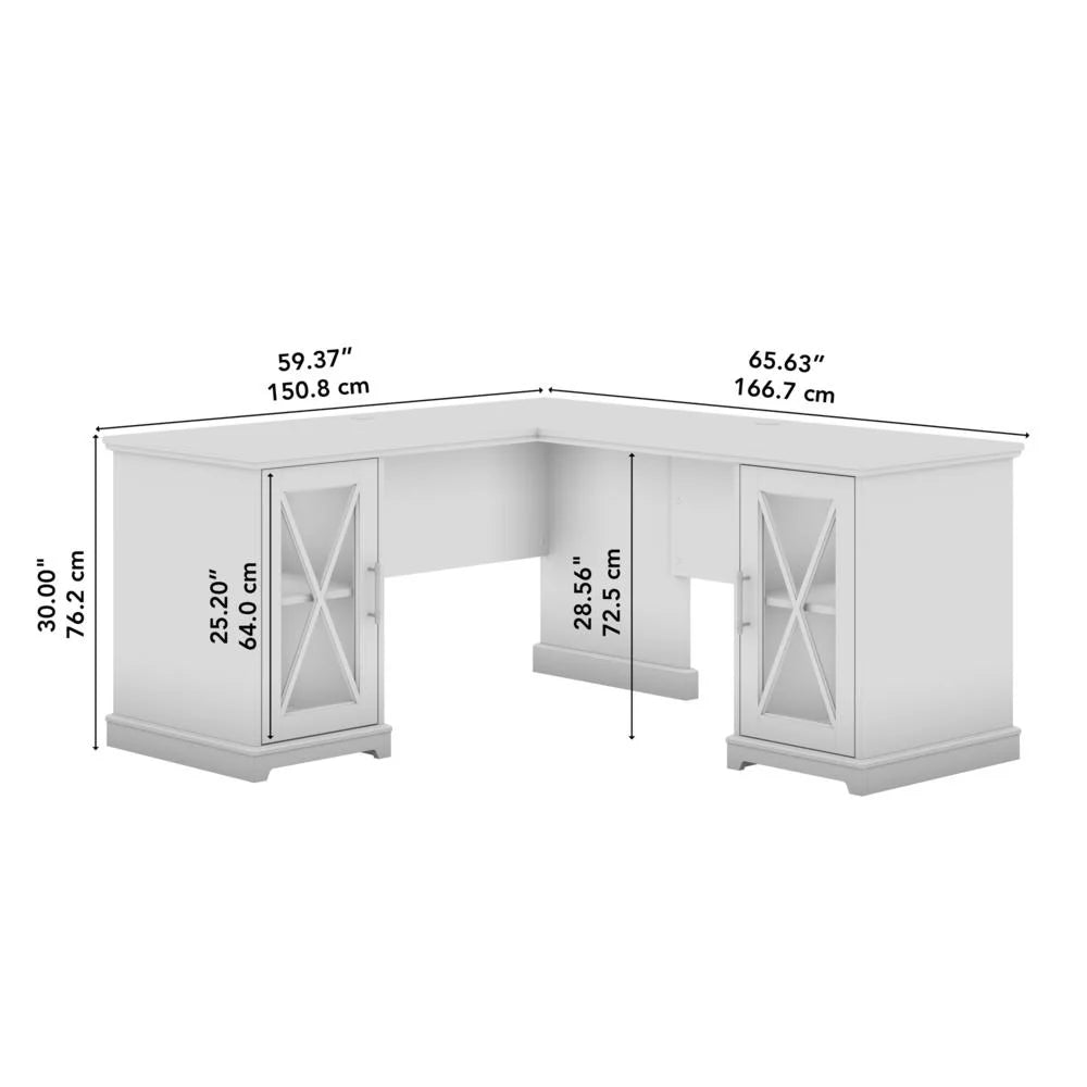 Linen White Oak L-Shaped Desk Q328