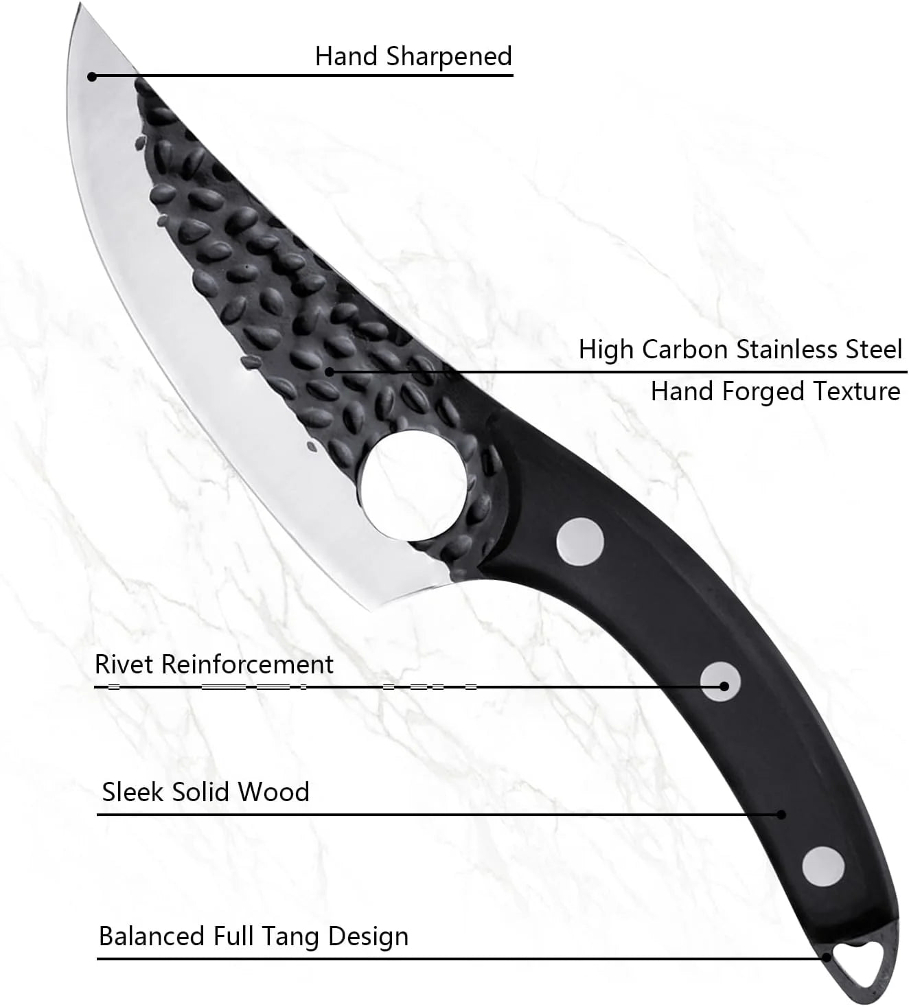 Black High Carbon Steel Boning Knife A8898