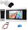 Wireless Smart IP Doorbell with Camera and Monitor, 7 Inch, 32GB SD Card, Night Vision V415