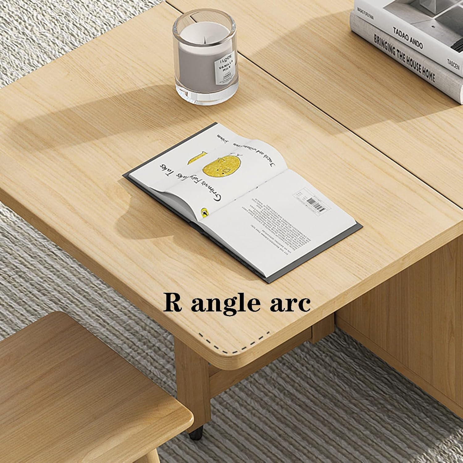 Solid Wood Drop-Leaf Folding Coffee Table with Rollers, 1.4m D84366