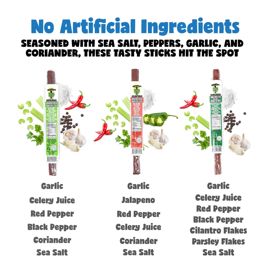 No Sugar Grass-fed Non-GMO Beef Sticks Variety Pack (12-Count, 1-oz) Y4437