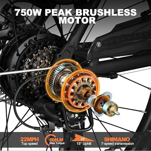 Electric Bike with 1000W Brushless Motor, Removable Battery, 7 Speed H978671
