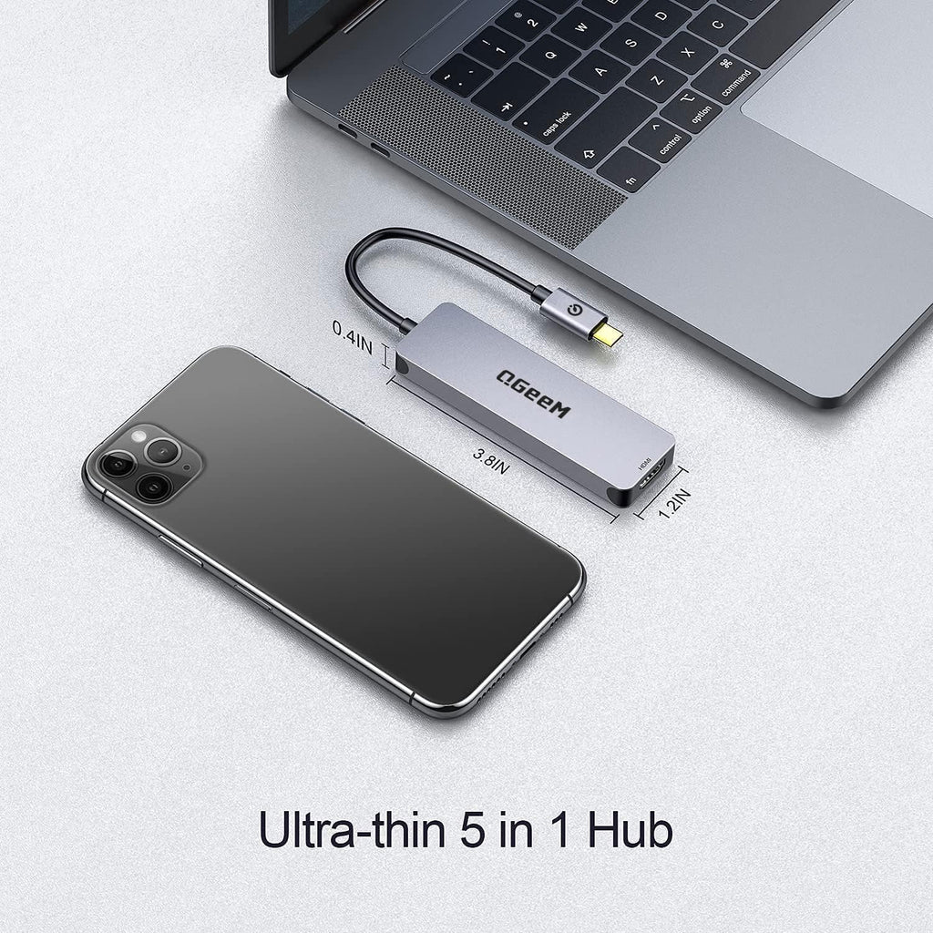 5 in 1 USB C to HDMI Adapter with 4K HDMI Output, USB 3.0, SD/TF Card Reader V6357