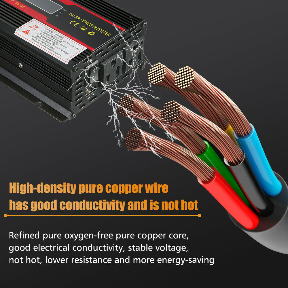 6000W Power Inverter DC 12V to 110V AC with USB Ports F5557