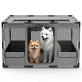Gray 43x43x26 Inches Portable Dog Playpen with Top Cover T65543