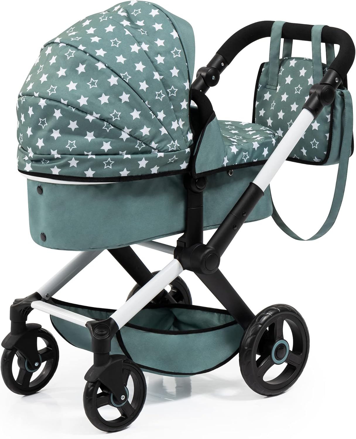 Stars Green & White Doll Pram with Handbag X606202