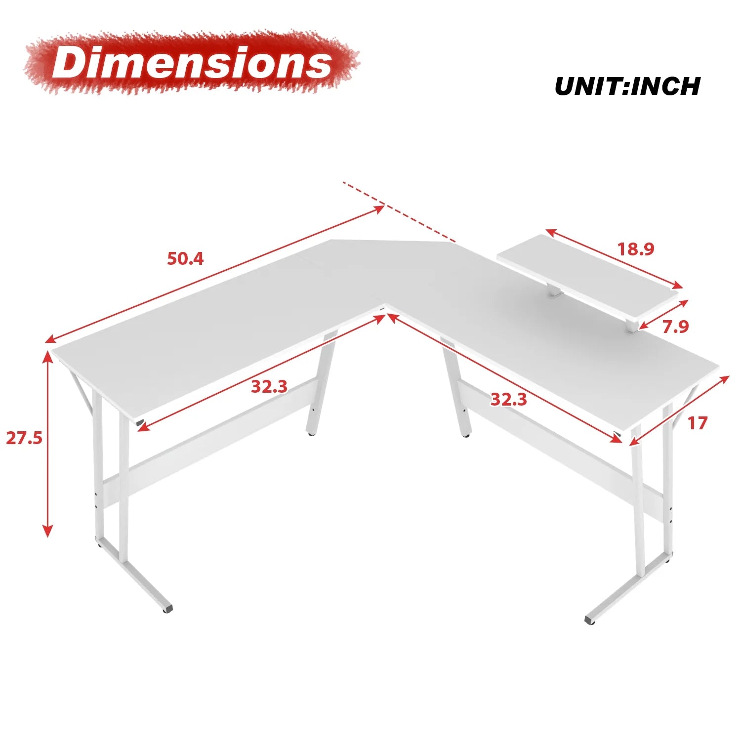 White L Shaped Corner Desk X6689