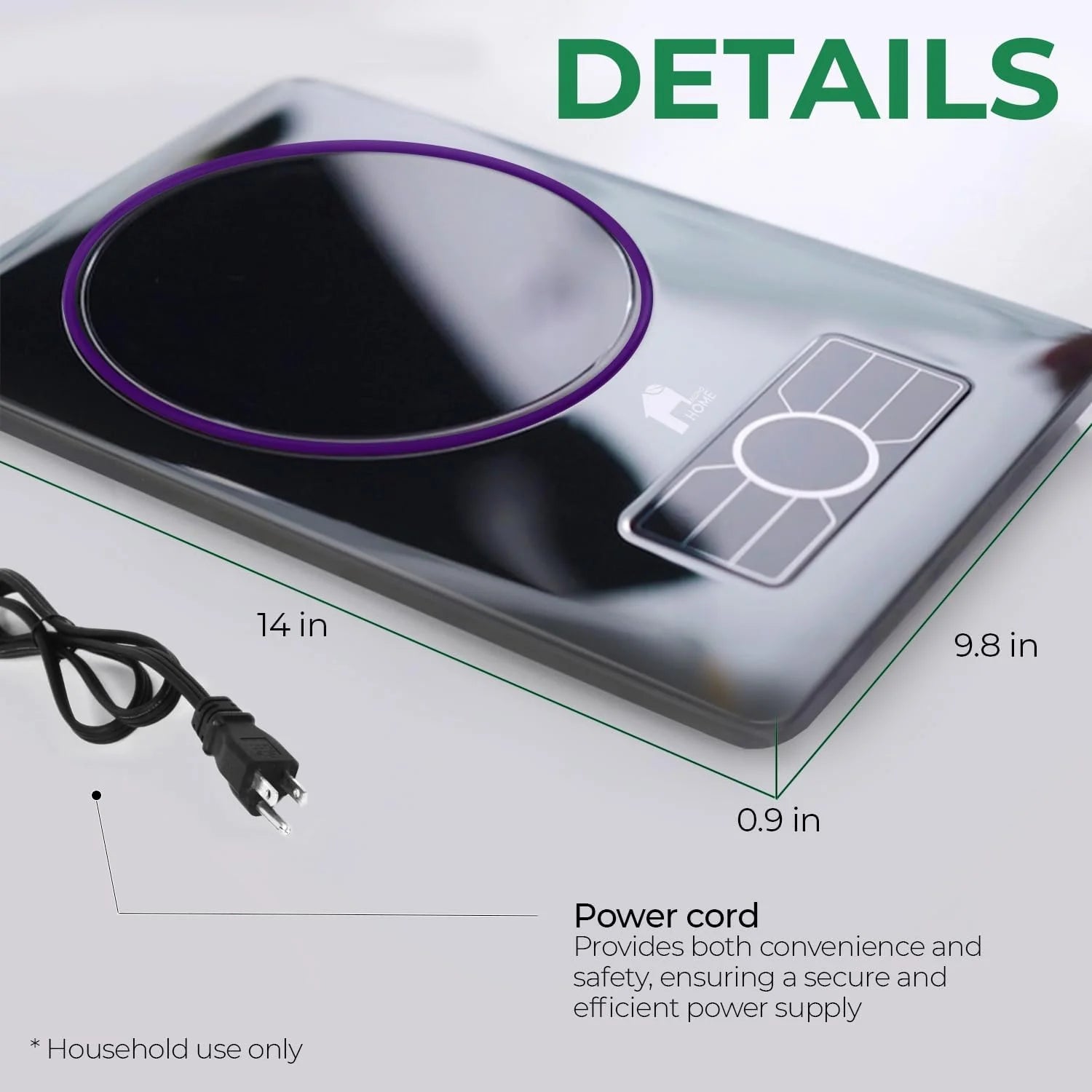 Portable Electric Cooktop Stainless Steel Microcrystalline Glass Q324