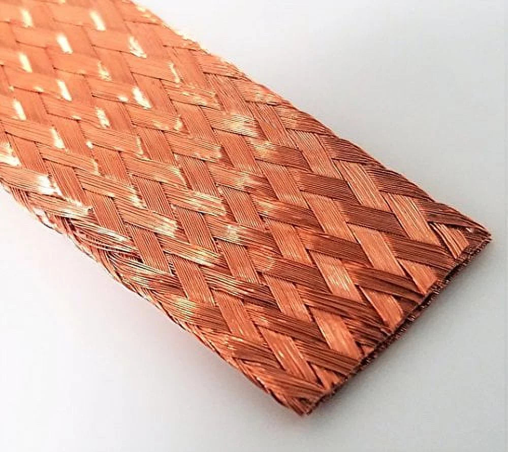 5/8" Diameter 25' Length Flat Bare Copper Braid J148
