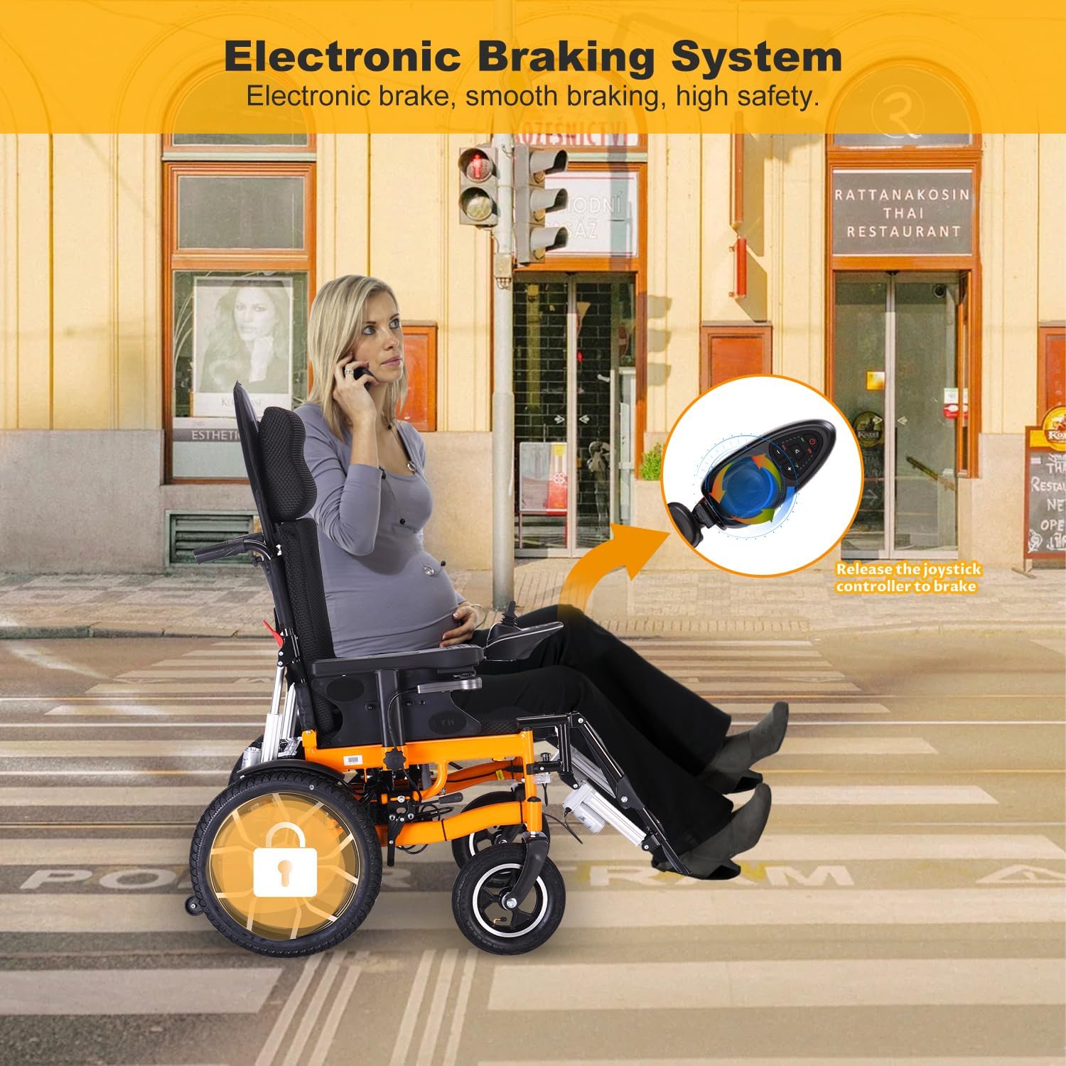 Lightweight Foldable 20" Seat Width All Terrain Motorized Wheelchair T7371