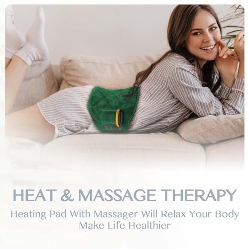 Cordless Heating Pad with Massager, 3 Vibration Modes and 3 Heating Settings, Portable Heating Pad with Battery S65041