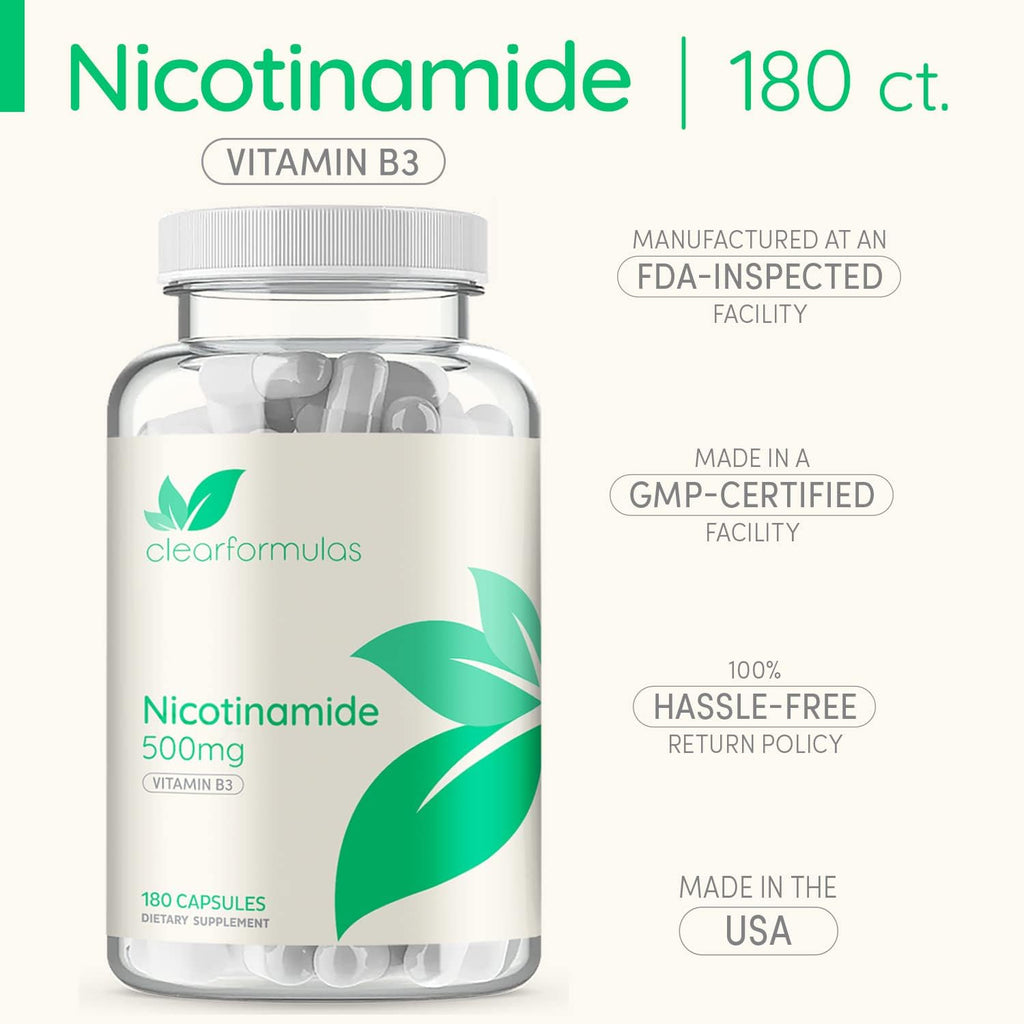 Nicotinamide 500mg 180 Veggie Capsules Vitamin B3 T473