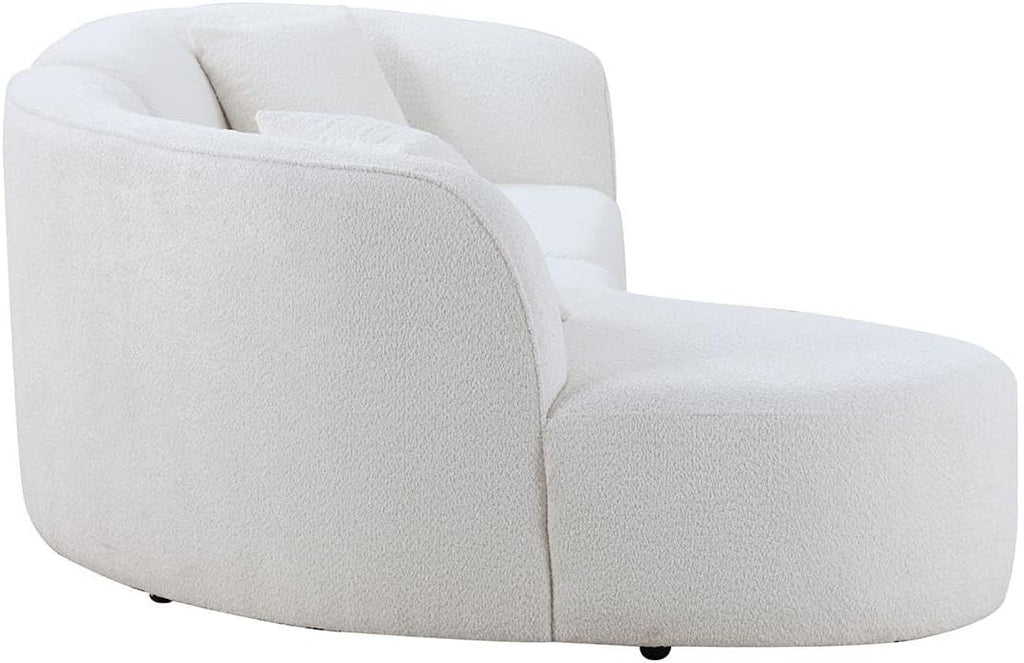 White Boucle Curved Sofa with Chaise 2 Set V253