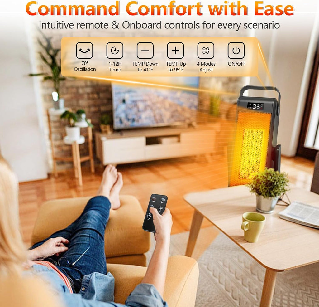 3D Oscillating Portable Electric Heater with Thermostat J881238