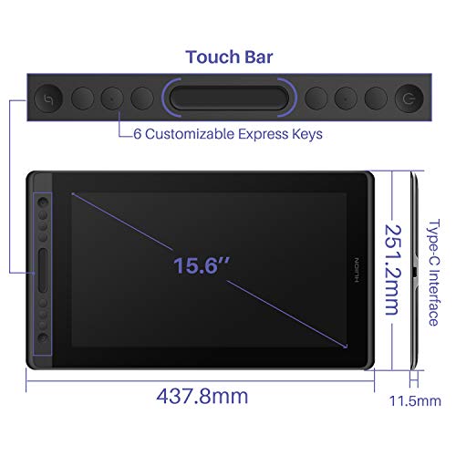 13.3inch Graphics Drawing Tablet with Screen Full-Laminated Pen Display Black W847346