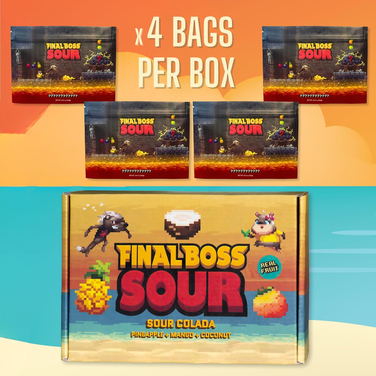 3.50oz 4 Pack Super Sour Chewy Gummies J622
