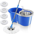 Mop and Bucket with Wringer Set, 4 Washable Microfiber Pads J67088