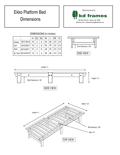Queen Unfinished Solid Wood Platform Bed J6876