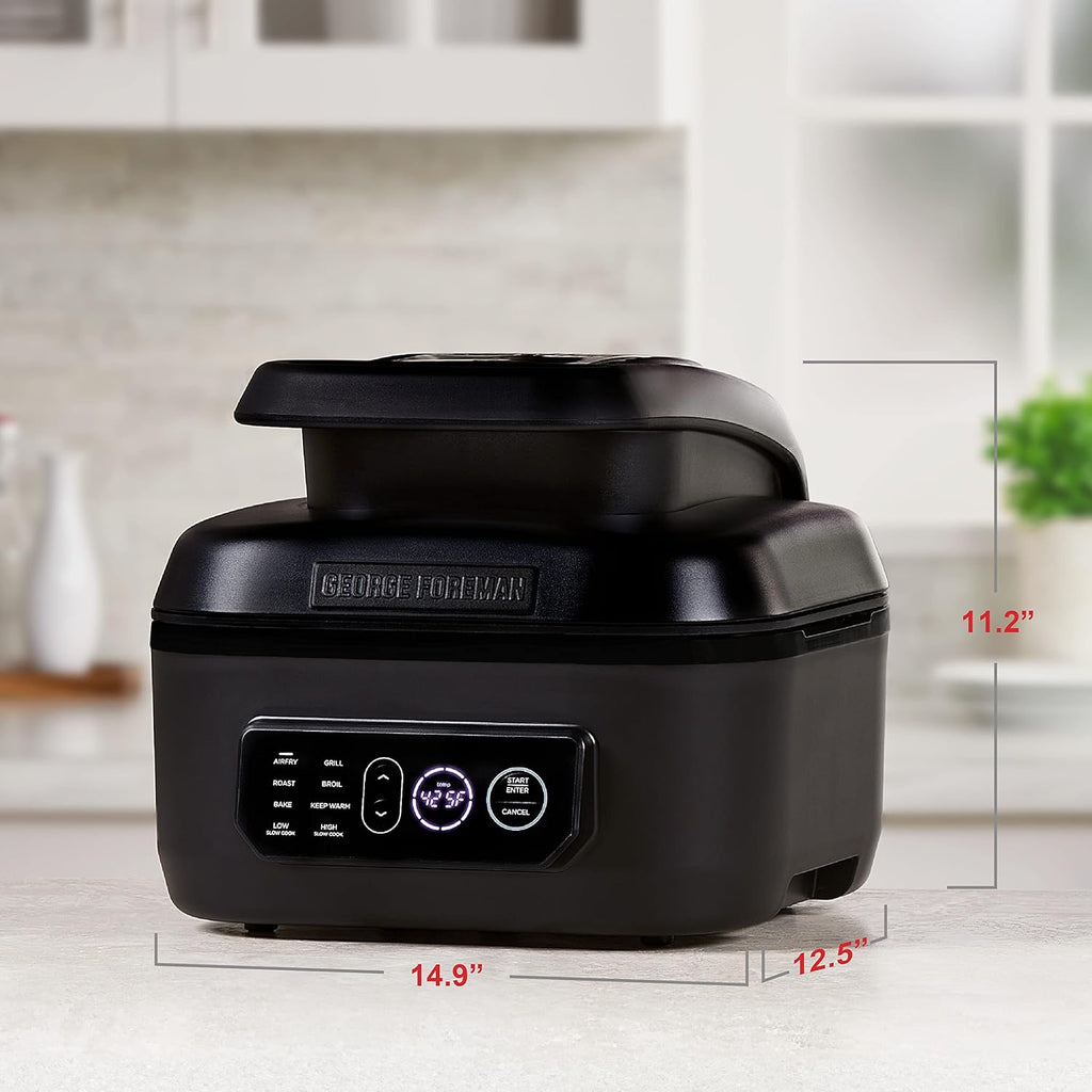 7-in-1 Electric Indoor Grill with Air Fry Technology, Black F4839