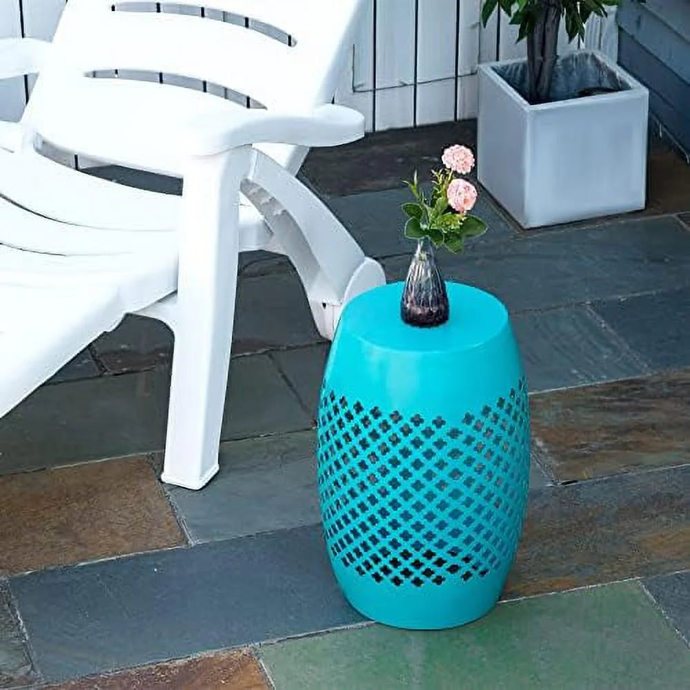 12.5" Blue Metal Outdoor Side Table P188490