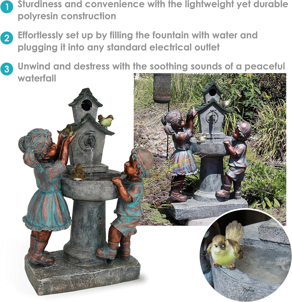30-Inch Outdoor Water Fountain with Electric Submersible Pump S588554