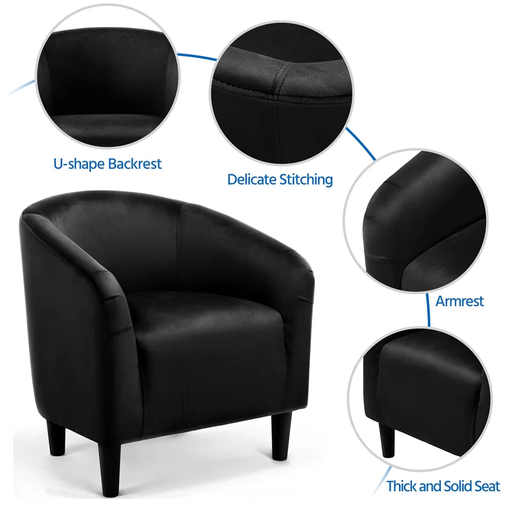 Black Velvet Barrel Accent Chair M685128