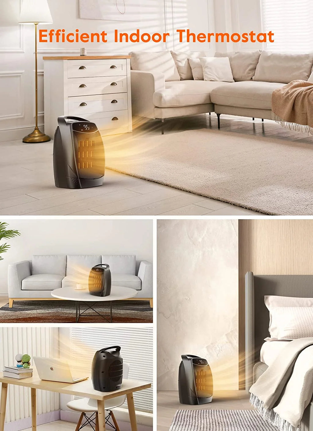Black 1500W Quiet Electric Heater with Timer D832813